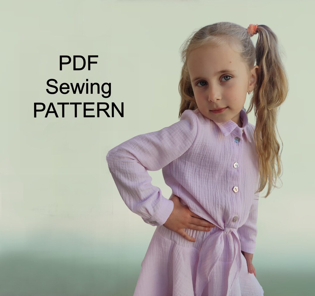 Girls Suit PDF Pattern, Kids PDF Pattern, Kids Shirt Pattern, Sewing
