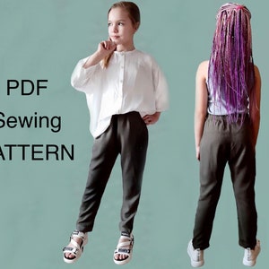 Chinos Hose - PDF Schnittmuster, PDF Schnittmuster für Mädchen, PDF Schnittmuster für Kinder, Mädchen Schnittmuster, PDF Schnittmuster Hose, Schnittmuster Hose