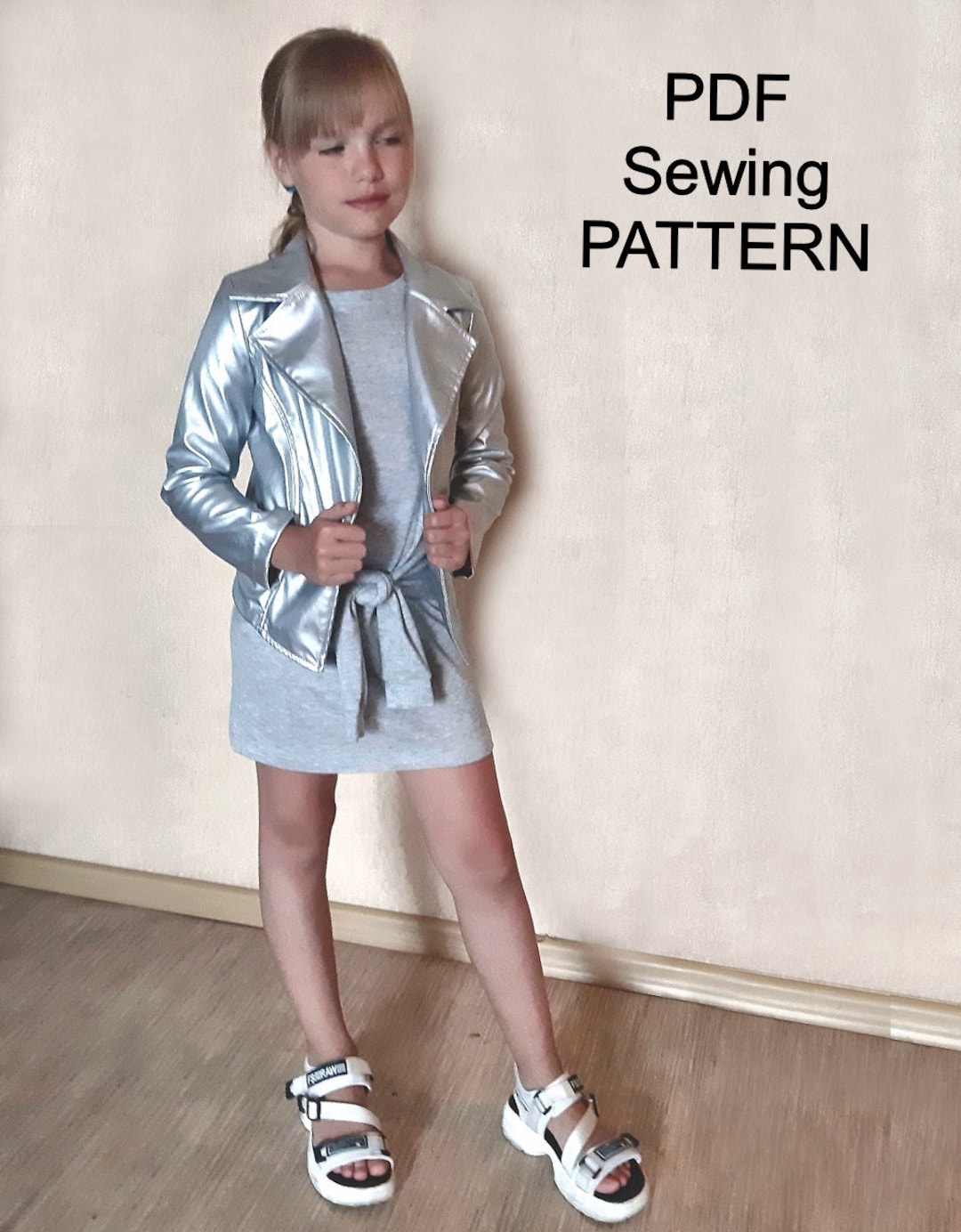 Girls Leather Biker Jacket PDF Pattern Sewing Patterns for Girls