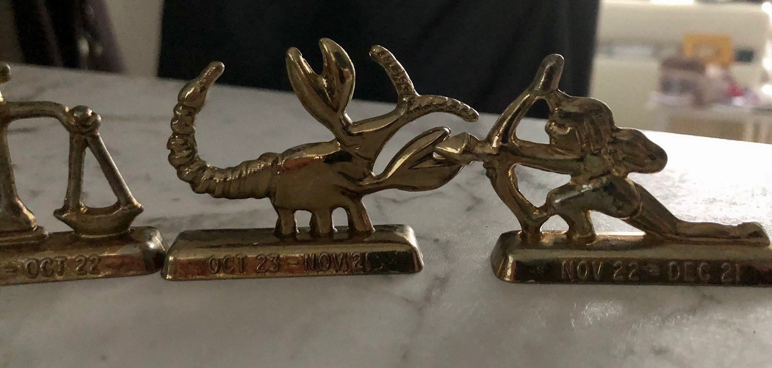 Complete Set of Brass Zodiac Figures 12 Pieces. Made in Etsy UK