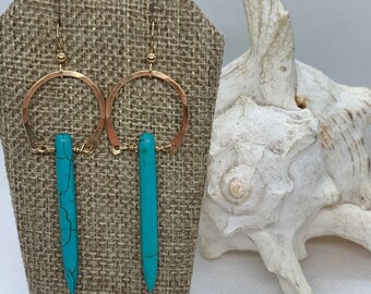 Turquoise Earrings, Gold Earrings