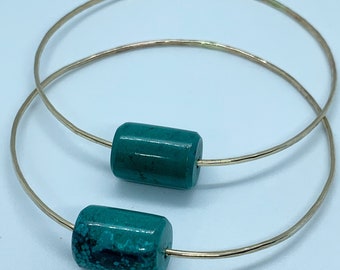 Turquoise Bangle, Gold Filled Bangle