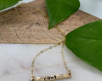 Necklace, Bar Necklace, Gold Necklace