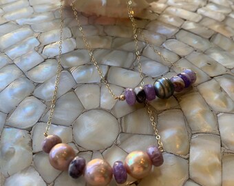 Pearl Necklace, Amethyst, Pearl Jewelry