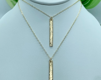 Heirloom Necklace, Bar Necklace, 14k Gold Filled Necklace