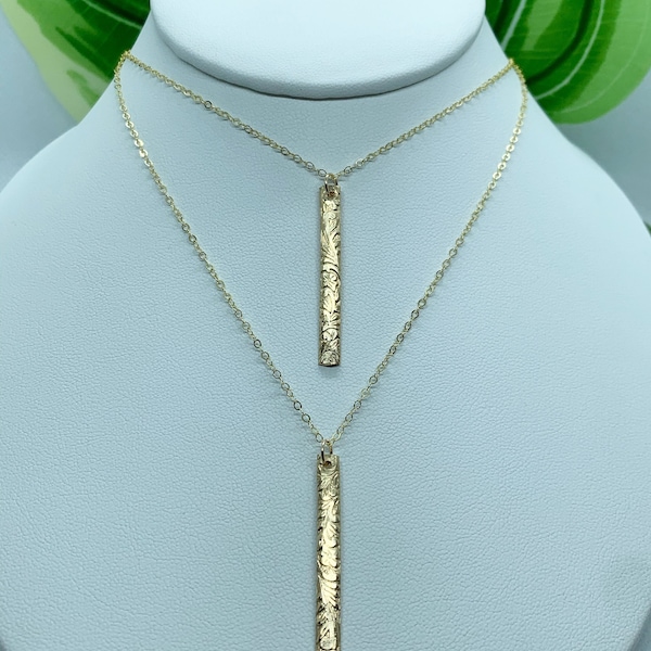 Heirloom Necklace, Bar Necklace, 14k Gold Filled Necklace