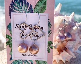 Pearl Earring, Pink Pearl, Sterling Silver