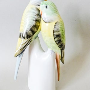 Vintage Hollohaza porcelain parrot couple, Bird figurine,Lorry figure FREE SHIPPING WORLDWIDE