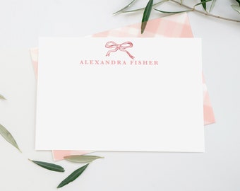 Bow stationery set, Personalized Notecard set, Ribbon stationery, Personalized Stationery Set