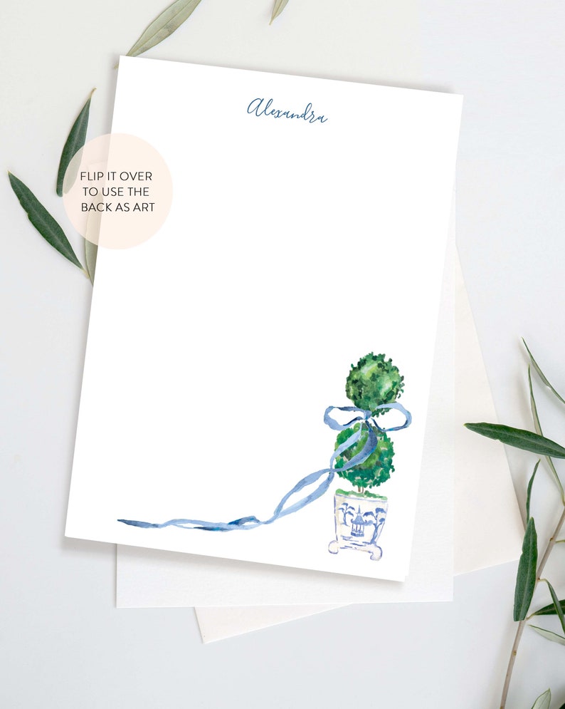 Topiary Ginger Jar Stationery Personalized Topiary Notecard Etsy