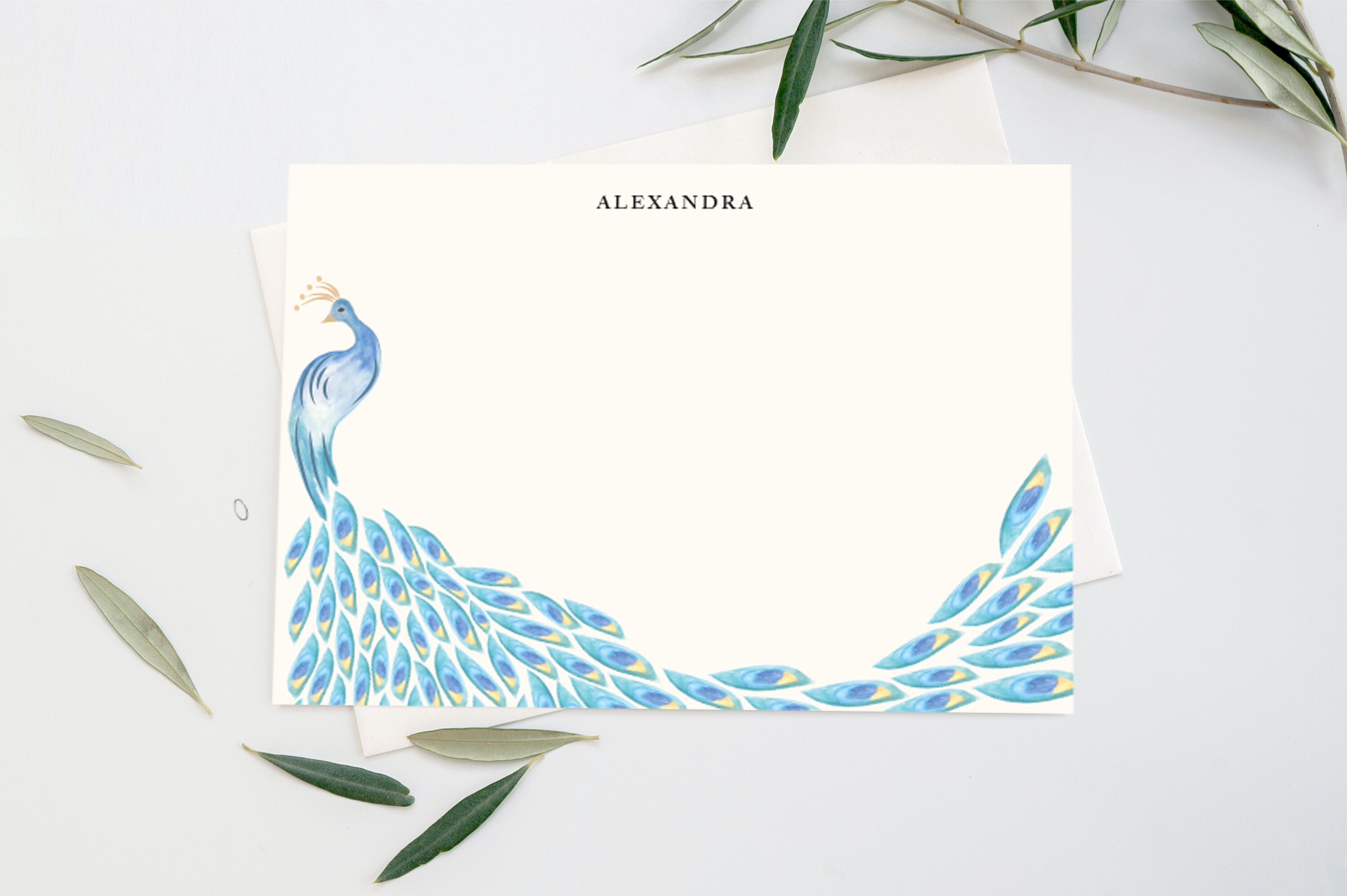 Peacock Stationery Set | Personalized Notecard Set | Personalized Gift - Etsy