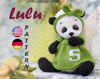 Patron Amigurumi au crochet Panda - mini Animaux au Crochet - Vêtements Teddy Bear (LuLu Panda + Robe + Bandeau). Häkelanleitung