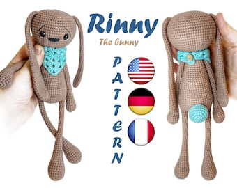 Crochet bunny pattern Amigurumi rag doll animals - Häkelanleitung Amigurumi PDF Tutorial - stuffed bunny Rinny