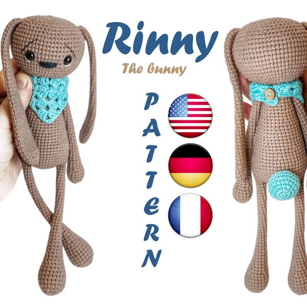 Crochet bunny pattern Amigurumi rag doll animals - Häkelanleitung Amigurumi PDF Tutorial - stuffed bunny Rinny