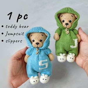 Handmade teddy bear with clothes Finished toy - Memory teddy bear - Personalized stuffed animal - mini Teddy Bear - Unique Gift - 1 pc