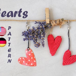 Llavero con patrón de corazón de ganchillo - Corazones de ganchillo - lindo llavero kpop - mini Corazones planos