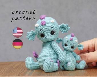 Crochet pattern Dragon Amigurumi crochet patterns - crochet dino - Häkelanleitung PDF Tutorial fantasy crochet animals - Ujin