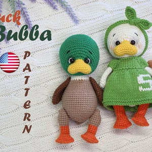 Duck crochet pattern - Goose crochet pattern - Amigurumi PDF tutorial - (crochet duck + crochet dress and headband + knitted dress) - Bubba