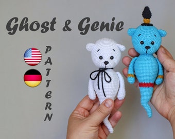 Halloween Crochet pattern Ghost and Genie - Crochet Ghost pattern - Fanatsy Amigurumi Teddy Bear - Häkelanleitung