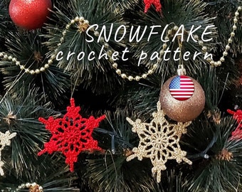 Motif flocons de neige au crochet | Décorations d'arbre de Noël | Guirlande de flocons de neige au crochet