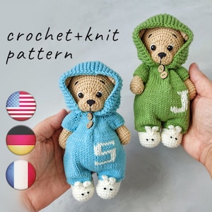 Wzór na szydełku pluszowego misia Wzory szydełkowe Amigurumi - szydełkowe zwierzęta - malutkie ubranka dla misia (dzianiny) - Häkelanleitung PDF Tutorial