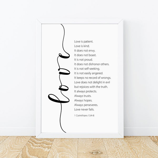 1 Corinthians 13:4 Bible Verse Poster Christian Wall Art - Etsy