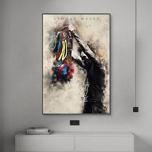 Lionel Messi poster, voetbalposter, Messi poster, canvas poster, kunst aan de muur, woondecoratie, geen frame