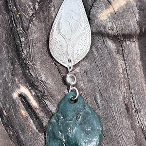 Nephrite jade pendant California jade pebble necklace Big Sur jade green blue nephrite stone