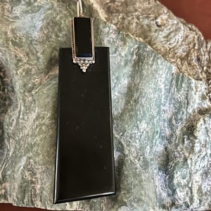 Black jade w/ black onyx .925 bail pendant