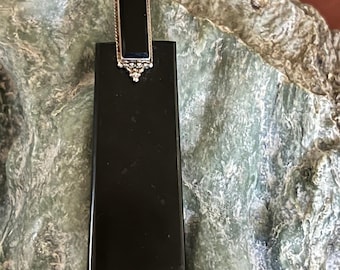 Black jade w/ black onyx .925 bail pendant