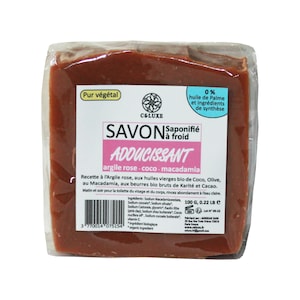 Softening soap PINK CLAY, coconut, macadamia, cold saponified, 100% natural, artisanal, French 100 Gr