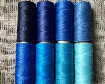 Linhasita waxed polyester blue cord 1 mm thick, 25 m/82 ft length for macrame