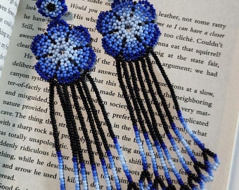 Boucles d'oreilles fleur huichol, perlage de perles mexicaines, bijoux amérindiens