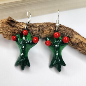 Hand-painted earrings, Multicolored clay, Cactus, Nopal, Huichol, Clay earrings, Huichol earrings, Mexican earrings, Mexican jewelry, Barro