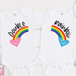 Twins Double Rainbow SVG Cut File | Cricut, Silhouette | rainbow babies, boy twins, girl twins, neutral twins | onesie, shower gift