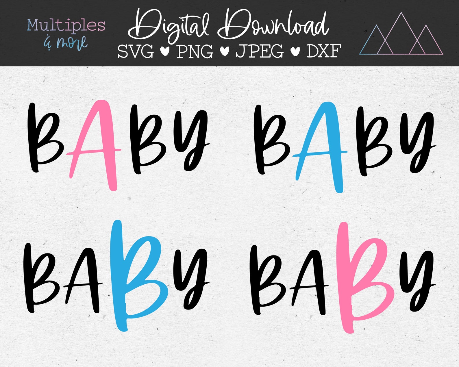 Twins Baby A and Baby B SVG Cut File Cricut Silhouette Etsy