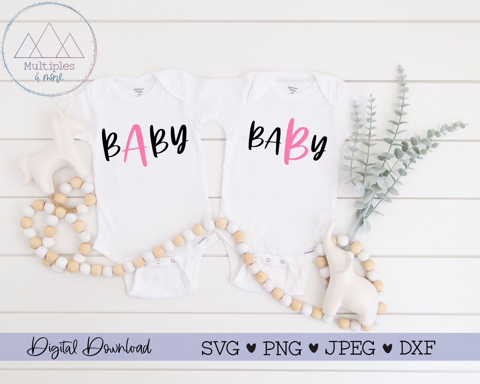 Twins Baby A and Baby B SVG Cut File Cricut Silhouette Etsy