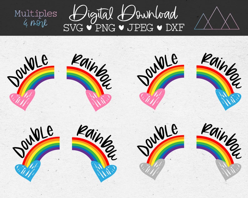 Download Twins Double Rainbow SVG Cut File Cricut Silhouette | Etsy