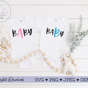 Twins Baby A and Baby B SVG Cut File | Cricut, Silhouette, svg, png | boy girl twins, boy boy twins, girl girl twins | onesie, shower gift