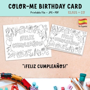 Carte Feliz Cumpleaños à colorier / Anniversaire espagnol à imprimer