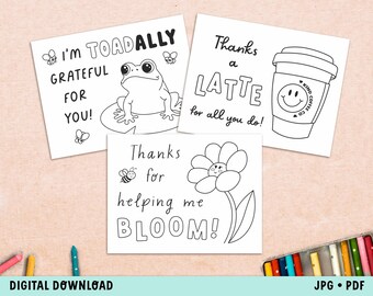 Punny Thank You Coloring Pages for Kids (Digital Download)