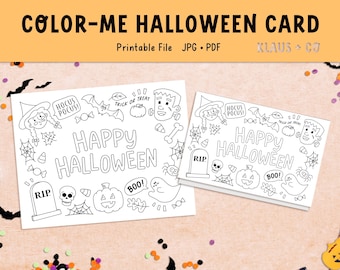 Happy Halloween Card Coloring Page / Printable Activity / Digital Download