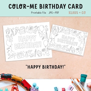 Tarjeta de cumpleaños Página para colorear / Actividad imprimible