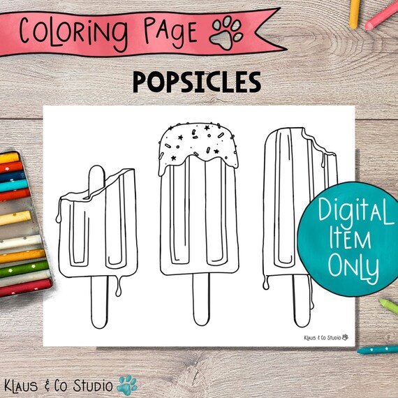 Popsicle Coloring Page Printable Etsy