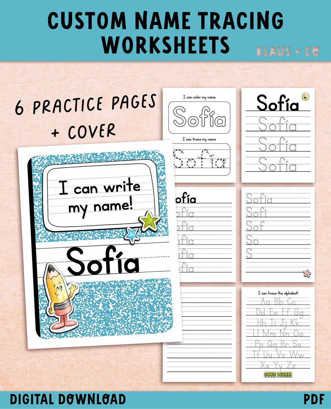 Custom Name Tracing Workbook / Personalized Digital Download PDF - Etsy