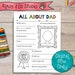 All About Dad Gift for Father's Day / Printable Coloring Card for kids / Dad gift 