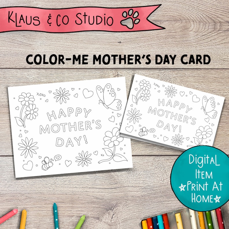 Mother's Day Card Coloring Page / Printable Activity image 1