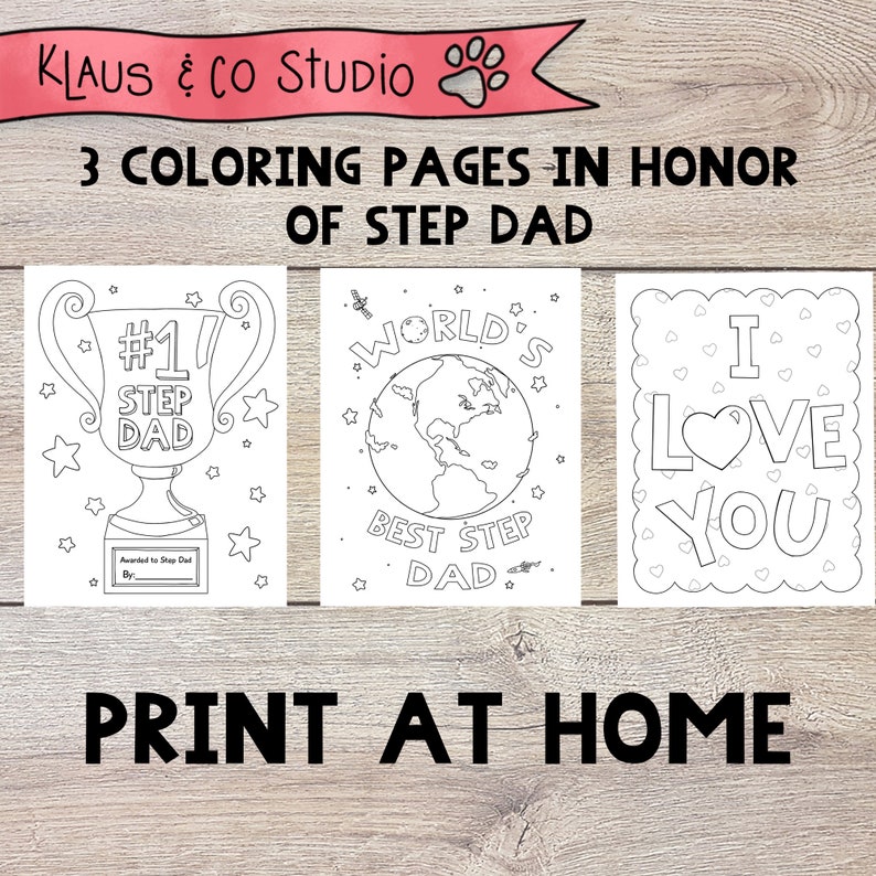 Step Dad Set of 3 Coloring Pages for Father's Day / | Etsy