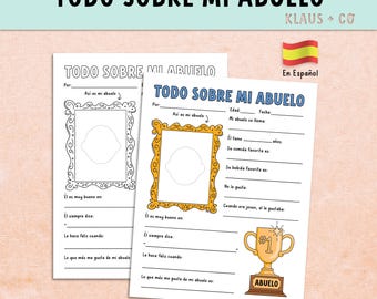 Todo Sobre Mi Abuelo / Spanish Gift for Father's Day / Printable Coloring Card for kids