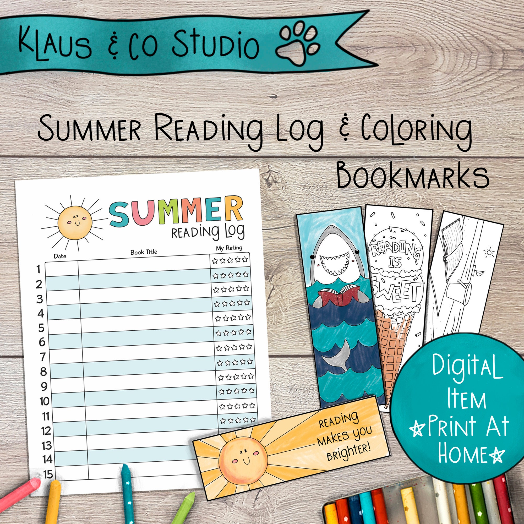 summer reading log for kids coloring bookmarks